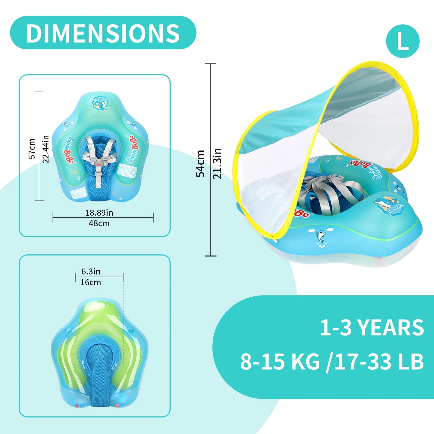 Swimbobo New Upgrades Mesh More Safety Soft Ventilate Seat Pocket Baby Inflatable Swimming Floating Kids Ring Circle Summer Toys