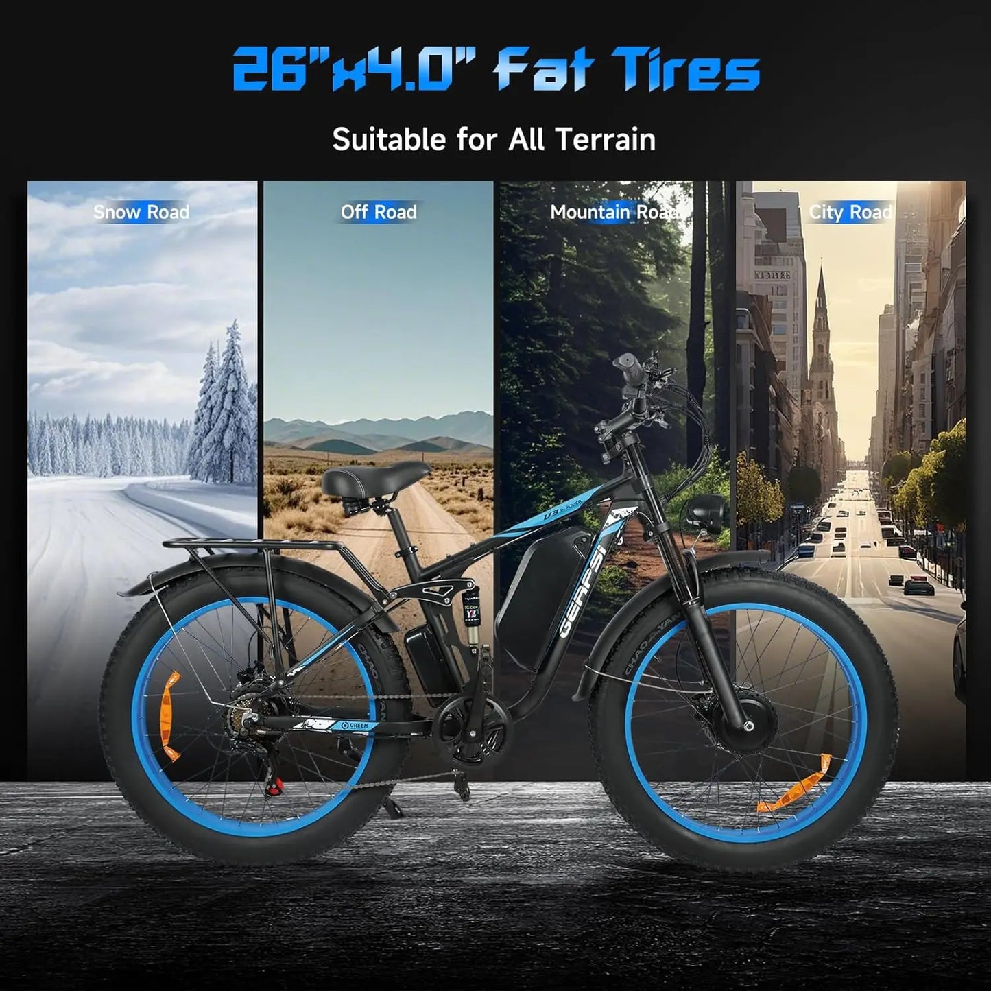 BAOLUJIE 2603 Electric Bicycle,Adult E-Bike ebike with 3000W Two Motors, 52V32AH Battery,26" Tire Electric Bike【1 Year Warranty】