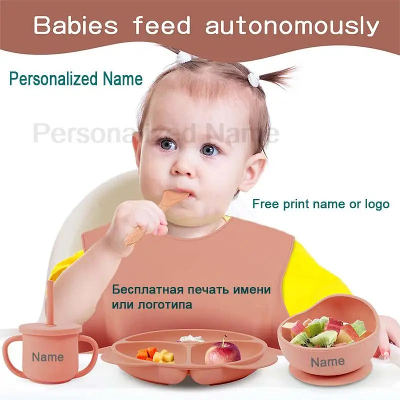 Baby Feeding Set Suction Cup Bowl Personalized Children's Tableware Set Baby Biting Toy Fruit Bear Plate Bowl Infant Cup Feeder
