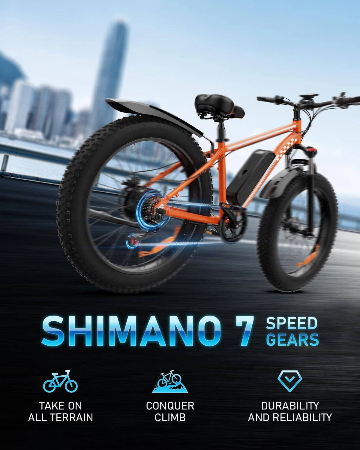 EBike 1000W Peak Power 48V15AH Battery Electric Bikes Double Shock Absorber 26-inch All-terrain Fat Tire Aldult Electric Bicycle