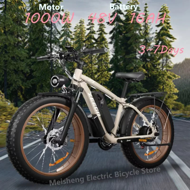 Ebike F1 2025 new 1000W 48V 16AH removable battery, 26-inch impact absorption tires, jungle beasts, adults mountain electric bik