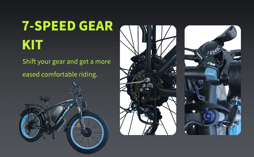ORLMS TS60 Adult Electric Bicycle 1000W*2 Motor Men's E-bike  60V25AH Battery E-bike 26" Fat Tire Men's E-Mountain ebike