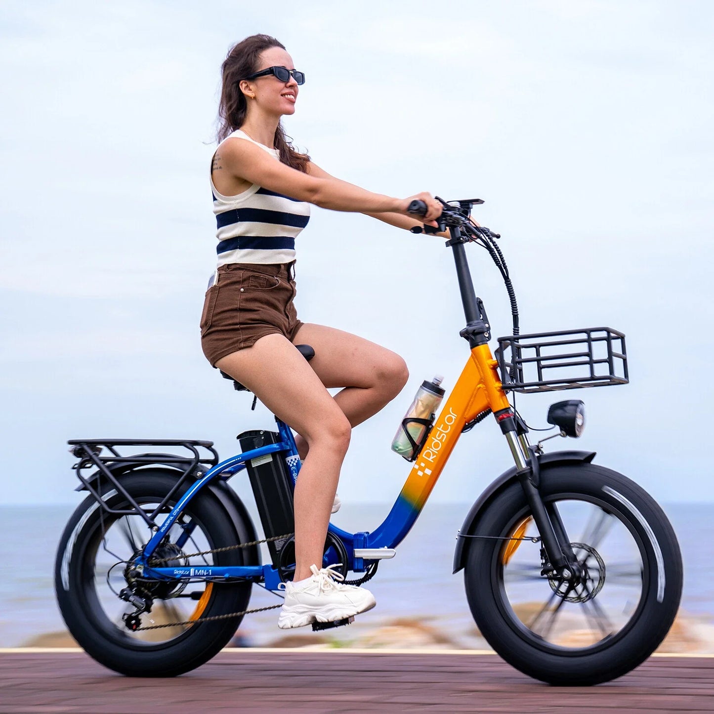 Ridstar Folding Electric Bike 1000W 30MPH 48V 15Ah Removable Battery 20" Fat Tire City Commuter Foldable EBike for Women UL2849