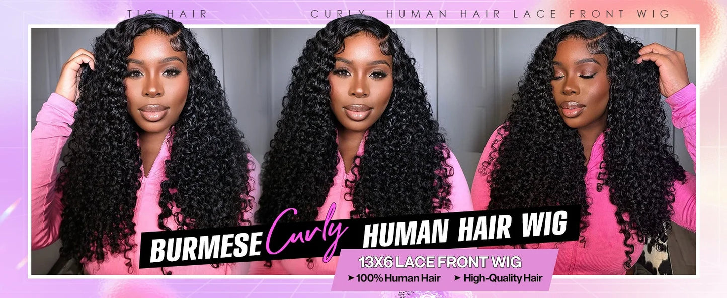 Hd Lace Wig 13x6 Human Hair 210 Density Burmese Curly Wig Human Hair Pre Plucked 15A Burmese Virgin Human Hair Wigs For Women