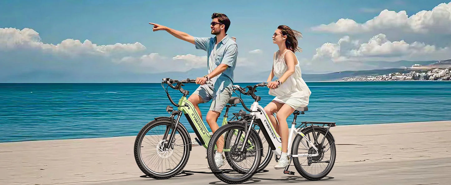 Cybervelo EK7 1000 Peak Electric Bike,80 Miles Removable Battery Ebike, 26" Electric E Bike with 7-Speed,Adult Electric Bicycles