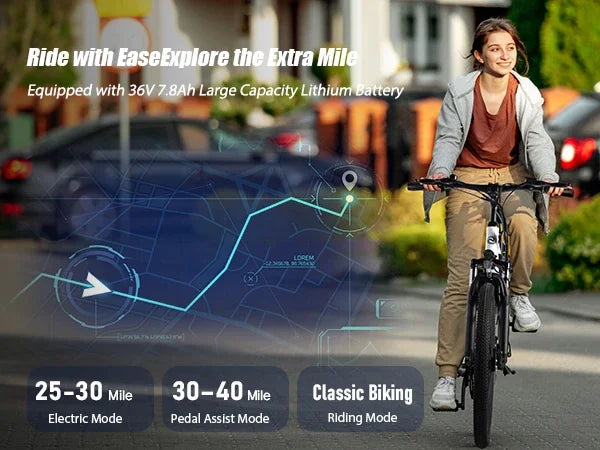 VARUN M24-1 E-Bike For Adults 250W Motor 36V 7.8Ah Battery Mountain Electric Bike 24 Inch Tires City Commuter Electric Bicycle