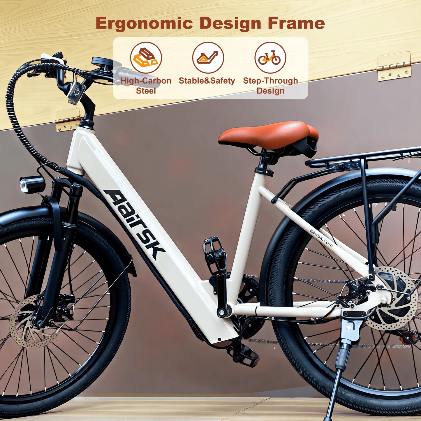 Electric Bike Adults Peak 750W 23MPH Commuting Electric Mountain Bike 36V Lithium Battery,7-Speed,24" Tire Front Fork Suspension