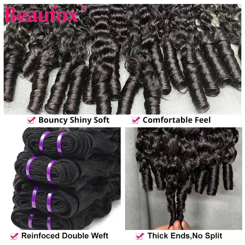 Beaufox Burmese Curly Bundles Human Hair Raw Virgin Curly Hair Bundles Water Wave Human Hair Bundle Spiral Curls Double Weft