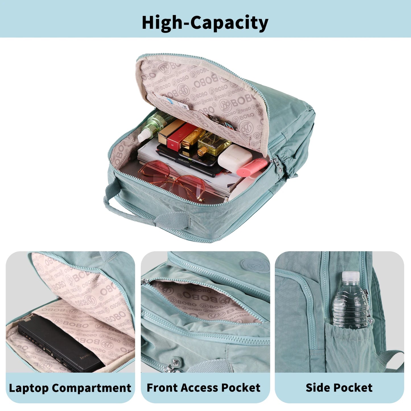Wome's Travel Laptop Backpack Cabin Travel Bag Rucksack for Women Anti-Theft Carry-On Back Bag for Students Hiking Waterproof