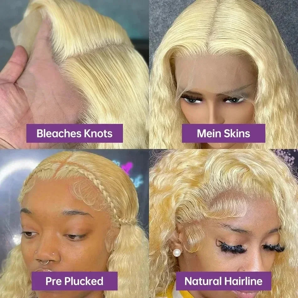 613 Lace Front Wig Human Hair Deep Wave 30 Inch 13x4 HD Transparent Lace Front Wigs 200 Density Curly PrePlucked For Black Women