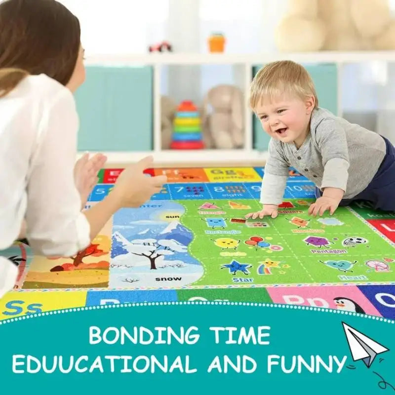 Lochas Kids Play Rug Educational & Fun Carpet Gaming Area Rugs for Kids Room Bedroom Playroom,Blue & Colorful
