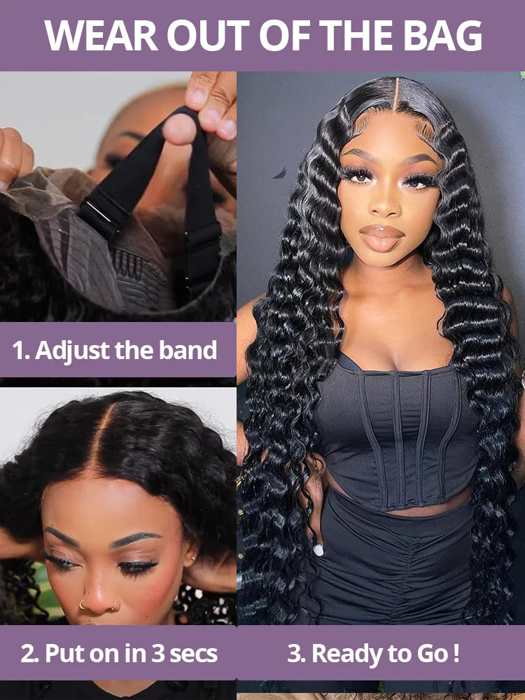 13X6 Deep Wave Curls Wigs Water Wave Black Wigs Human Hair And Wigs Transparent Hd Frontal Vietnamese Lace Front Multi Parting