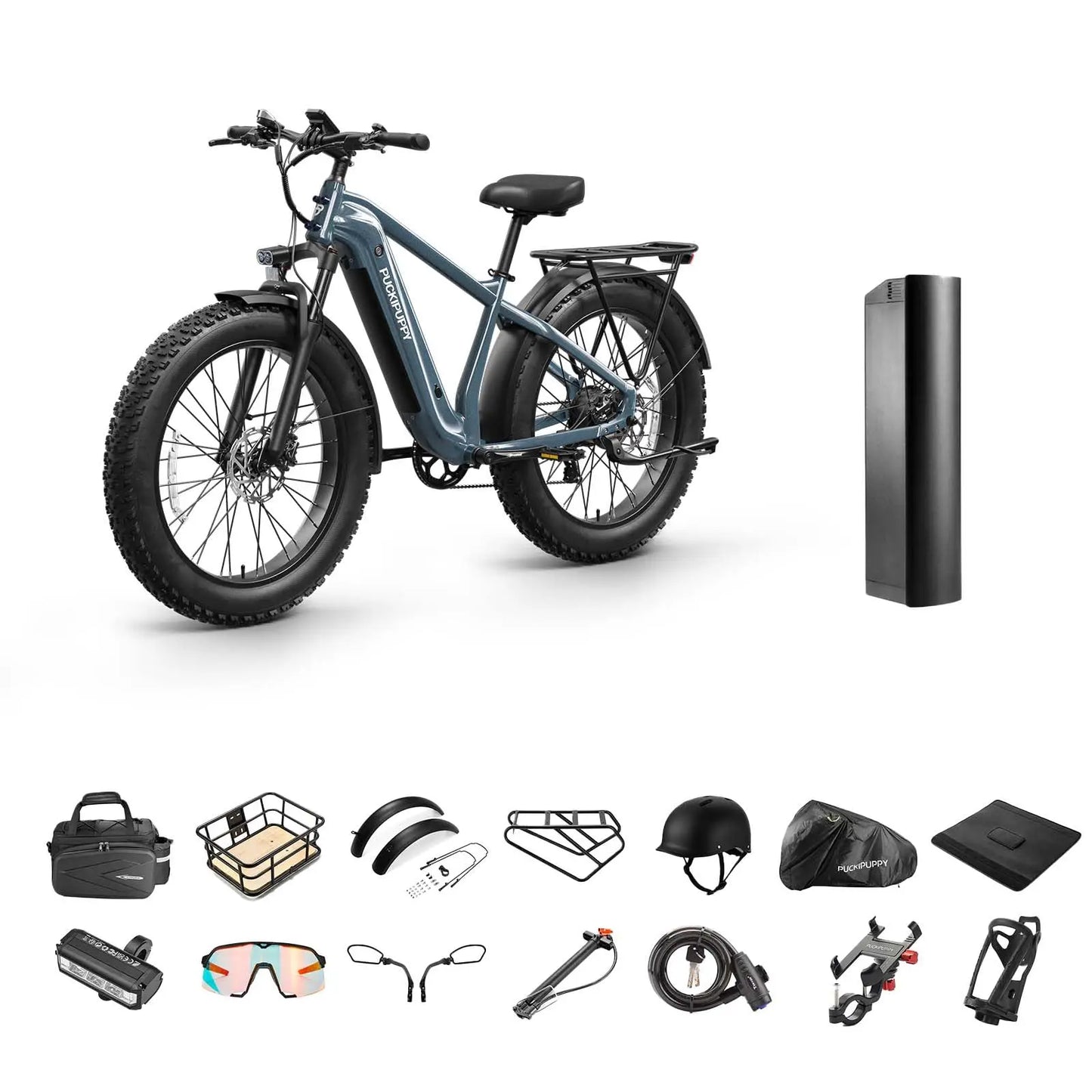 PUCKIPUPPY Beagle 2 Electric Bike With 960W Peak 26" Fat Tire Electric Mountain Bike 28MPH 48V 15AH Removable Battery Ebike