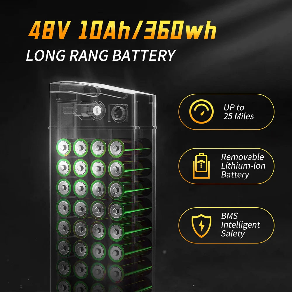 DEEPOWER Electric Bike for Adult 600W Peak Motor, 21MPH Folding Ebike, 14" Electric Bicycles, 3 Levels Assist, Multi-Shock Ebike