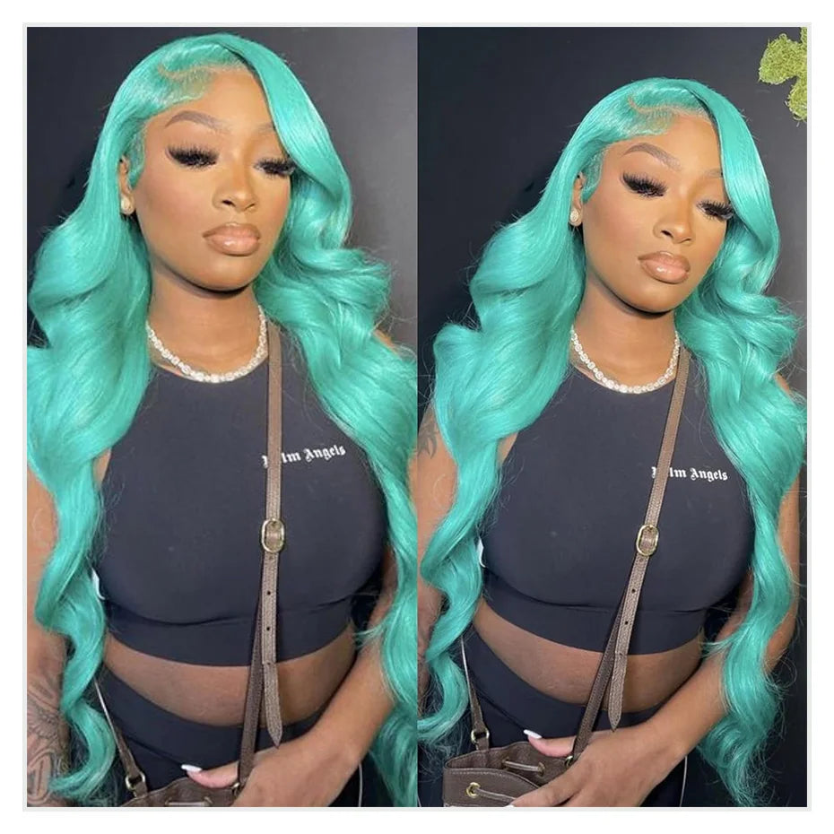 Mint Green Body Wave Human Hair Wigs Brazilian Raw Hair 613 Hd Lace Frontal Wig 13x6 Colored Lace Front Wig Human Hair 200% 250%