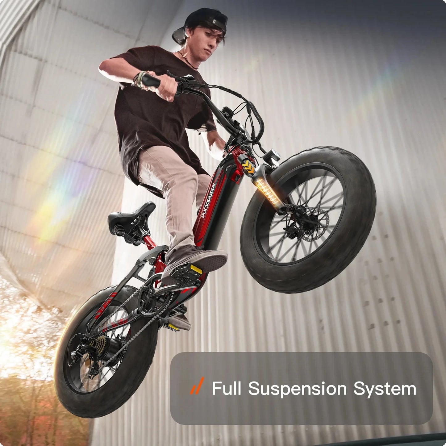 PUCKIPUPPY Corgi Electric Bike Mountain Ebike 20'' Fat Tire 960W 48V 20Ah Full Suspension Electric Bicycle with 2-Year Warranty