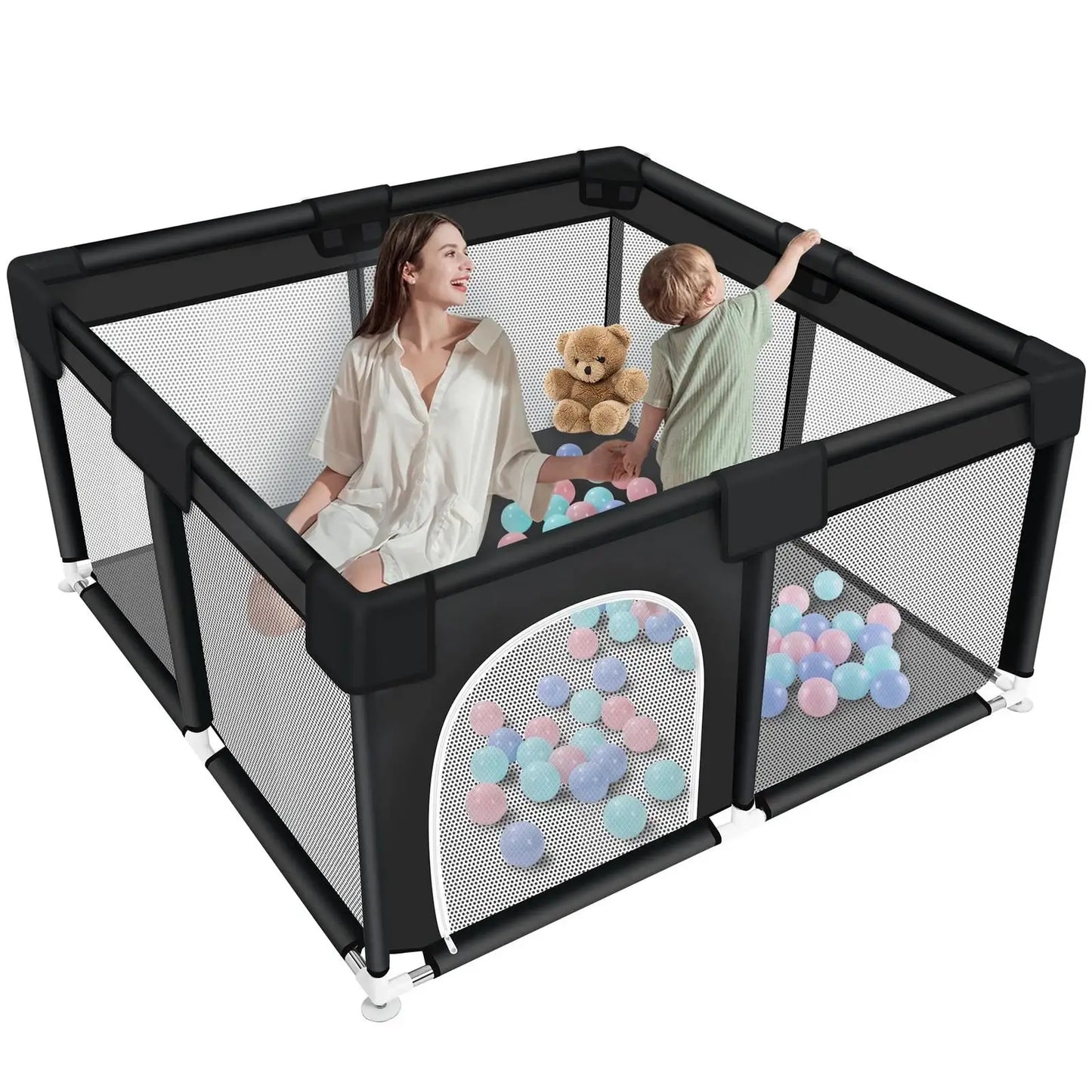 ANGDUO Square Baby Playpen Large 50*50 Inch Safet Baby Activity Fence Safety Baby Playard For Boy Girl Indoor Outdoors Usage