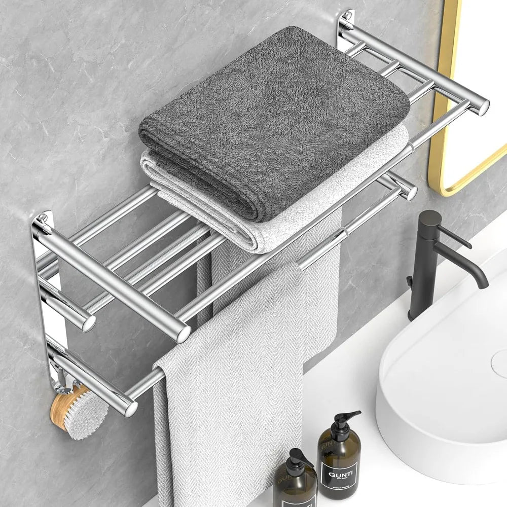 Towel Bar for Bathroom Wall Mount17-30.7inch Adhesive Shower Towel Rack Stainless Steel