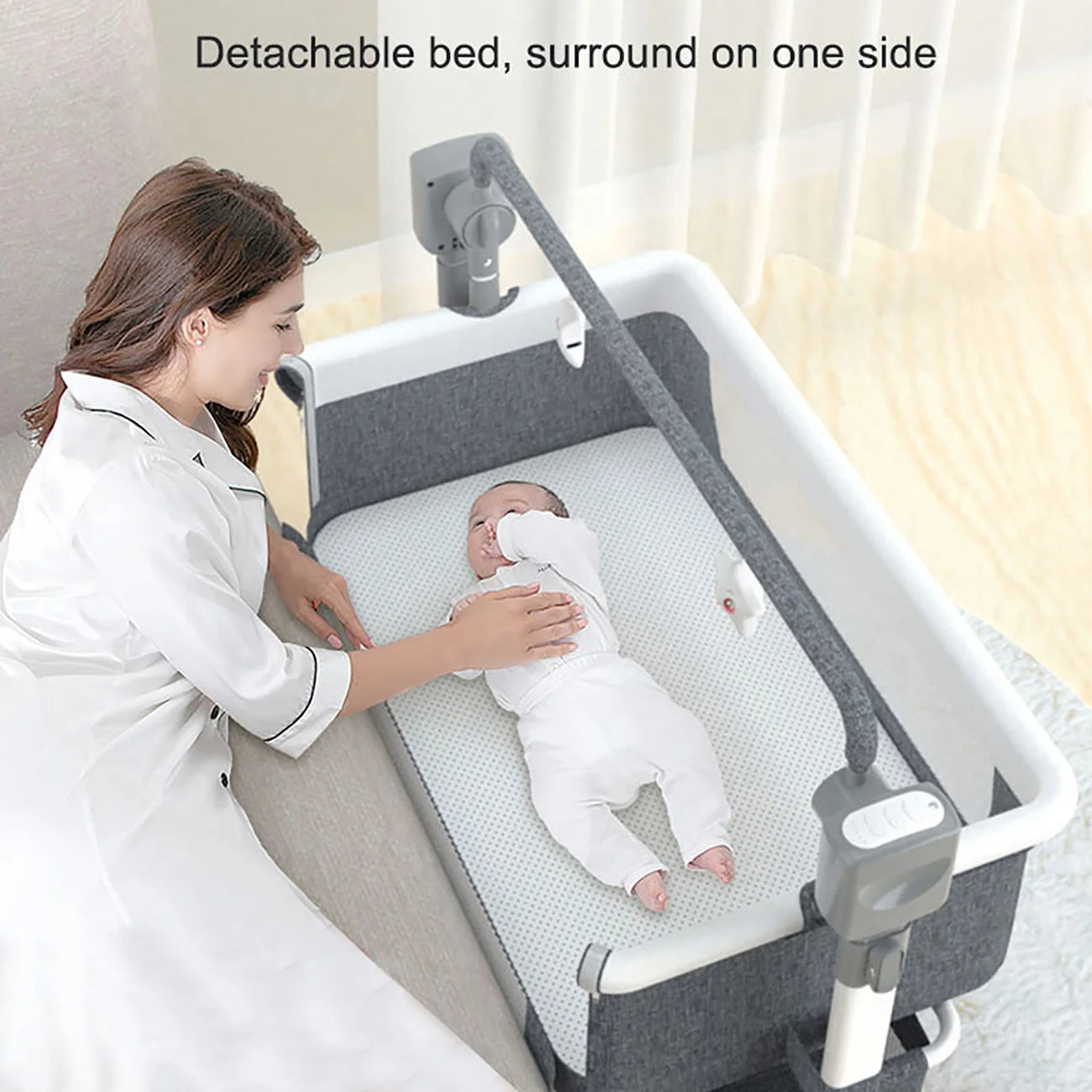 Baby bed Electric Baby Crib Cradle for baby cot newborn bassinet Movable Rocking Bed raised bed Portable Crib with Mosquito Net