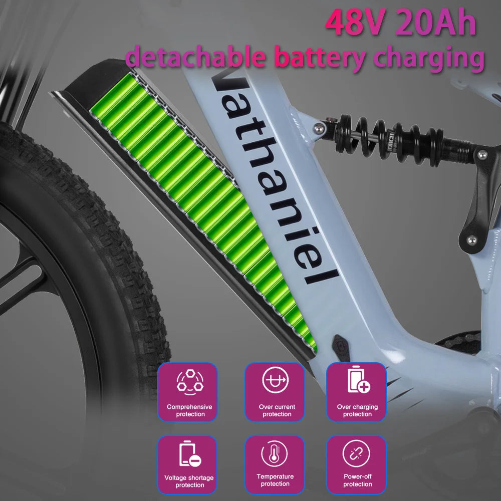 Nathaniel SYR09  26*4.0 electric bike, dual motor 2000W integrated wheel, 48V 20Ah, adjustable shock absorption, suitable for be