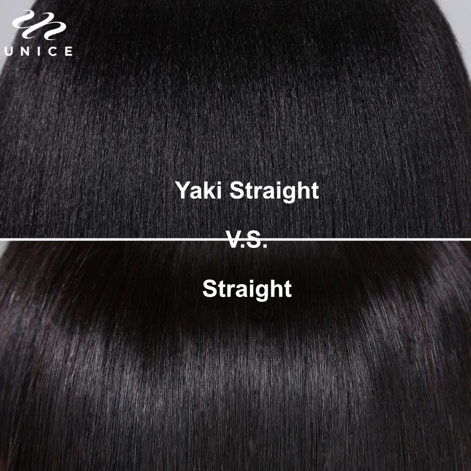 UNice 7x5 Pre Cut Pre Bleached Glueless Wig Human Hair Bone Straight & Yaki Straight Bob Wigs 150% Density