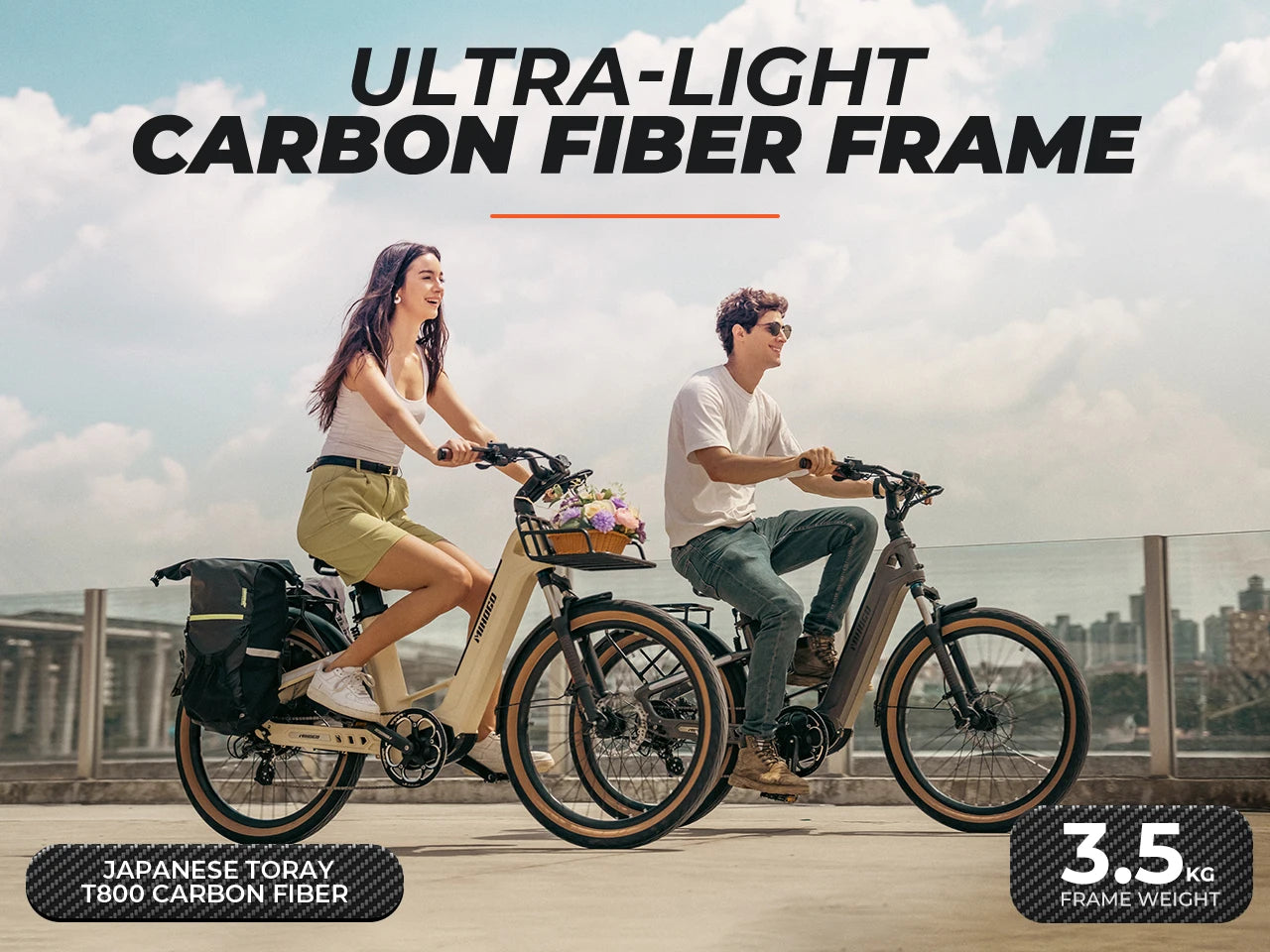 MIHOGO AIR750 Carbon Fiber T800 Electric Bike 960Wh*2 Lithium Battery E Bike Adult 26 Inch Mountain Electric Bicycle US Shipping