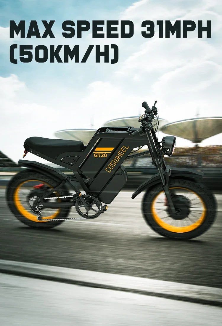 COSWHEEL GT20 Pro Dual motors E-Mountain bike 48V 25+15Ah Dual batteries Dual suspension 20" Fat Tire Off-Road Adult E-bike