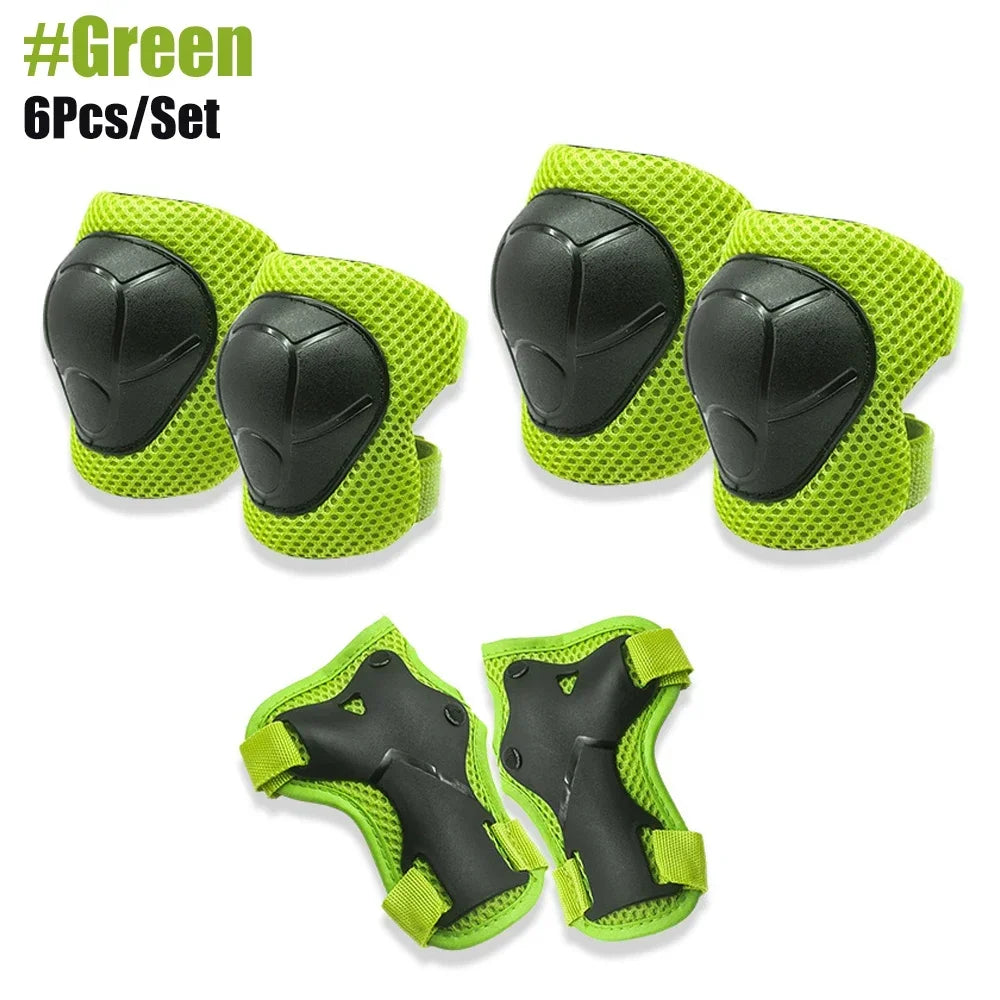 6PCS Kids Protective Gear Set - Knee & Elbow Pads + Wrist Guards for Toddlers 3-7 Years, Skating & Playground Safety