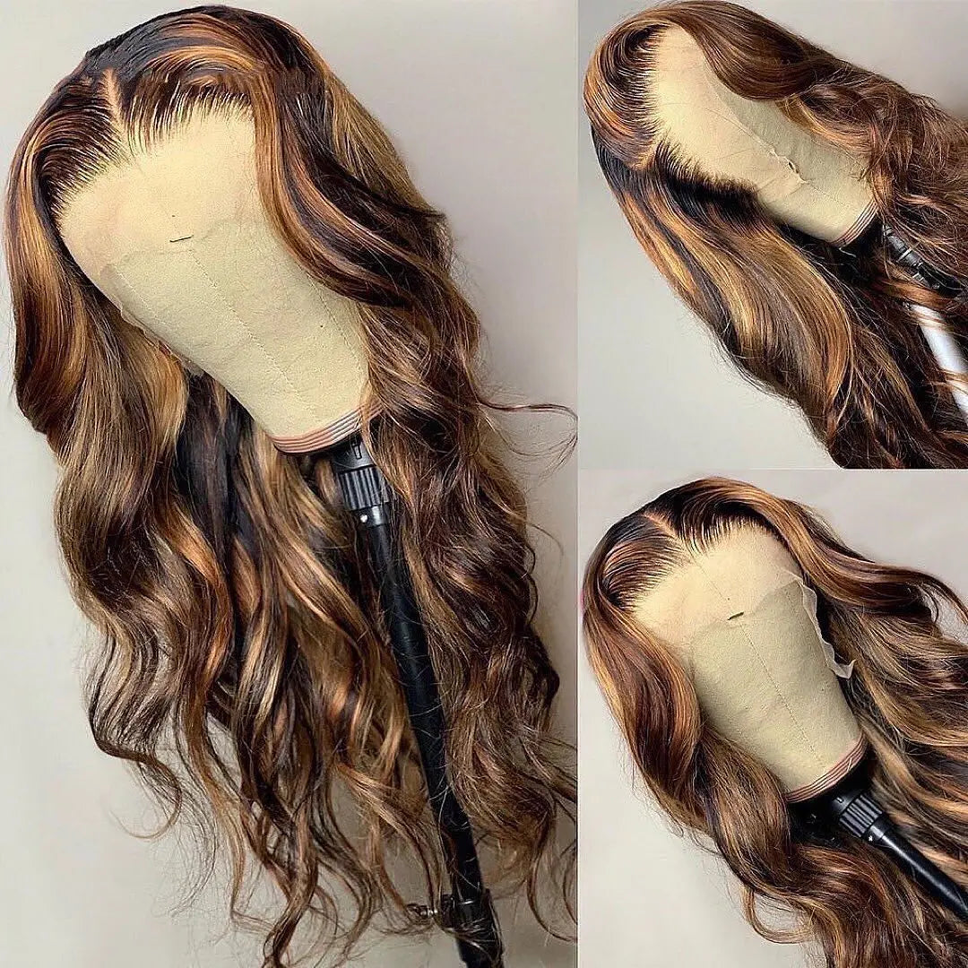 Body Wave Highlight Wig 100% Human Hair Wigs 13x6 HD Lace Frontal Wig Honey Blonde 13x4 HD Lace Front Human Hair Wigs For Women
