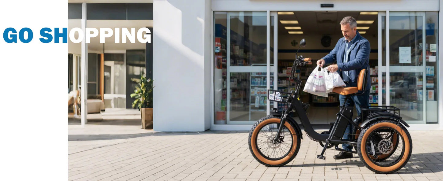 Foldable Electric Tricycle for Adults, Peak 1350W Electric Bicycle with Removable 48V 16Ah Battery