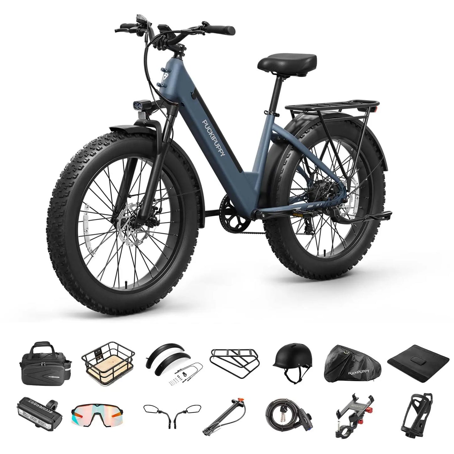 PUCKIPUPPY Samoyed Electric Bike for Adults 960W Peak 48V 15AH Electric Bicycle 26" Fat Tire Commuter E-Bike 2-Year Warranty