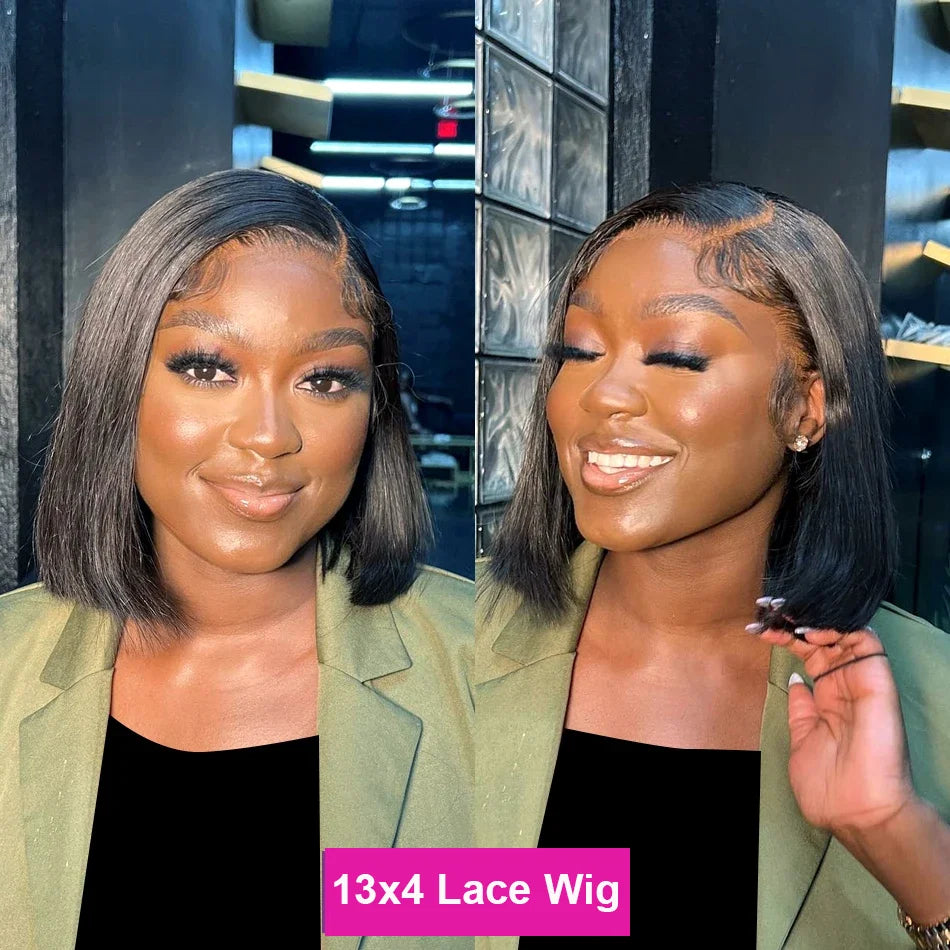 230% Density Lace Front Straight Bob Wig 13X4 Full Lace Wig 4x4 Closure Bob Wig Human Hair Wig For Women Pre Plucked Frontal Wig
