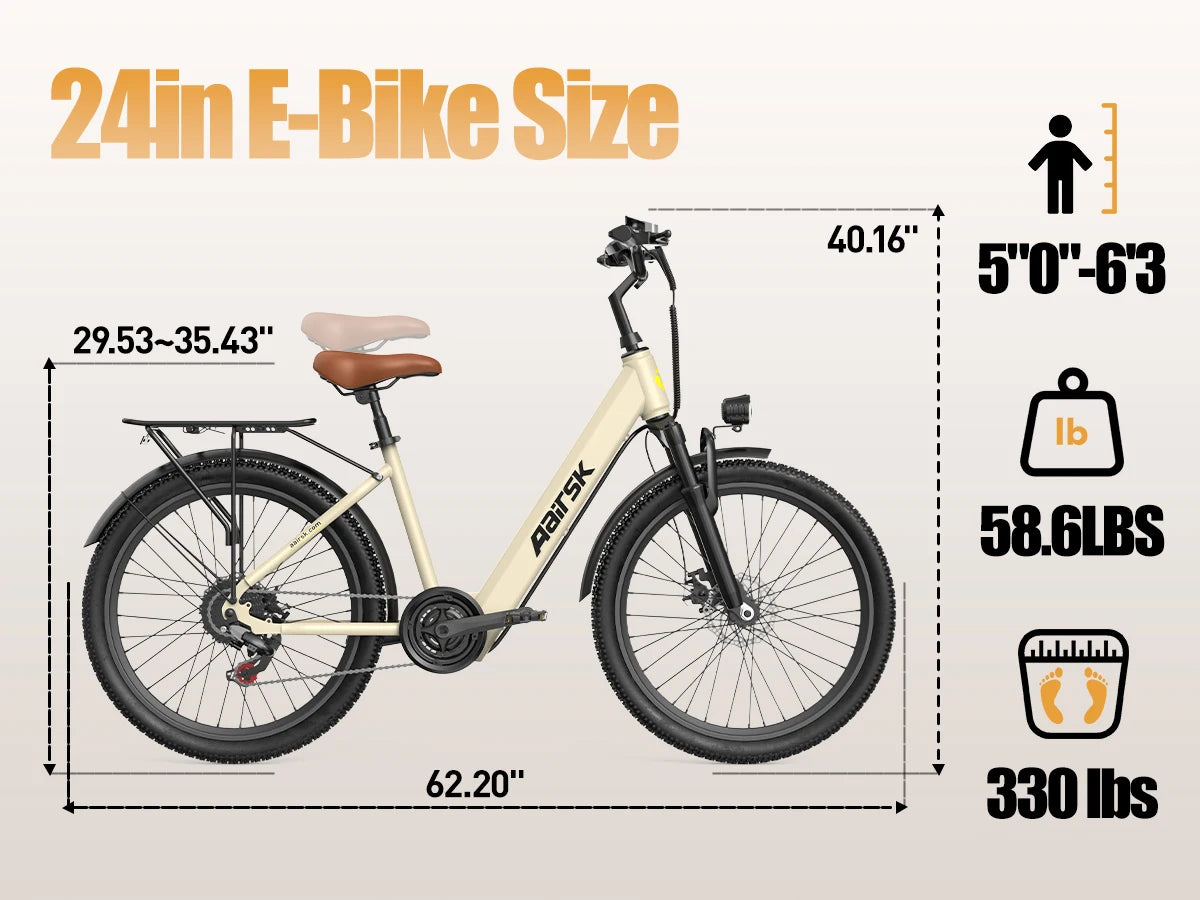 Adult Electric Bicycle 400W Motor 36V 13AH Battery 7-Speed Gear Shift NFC Keyless Start Commuting And Outdoor Riding Suitable