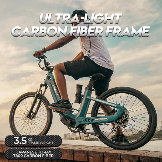 MIHOGO AIR750 Carbon Fiber T800 Electric Bike 960Wh*2 Lithium Battery E Bike Adult 26 Inch Mountain Electric Bicycle US Shipping