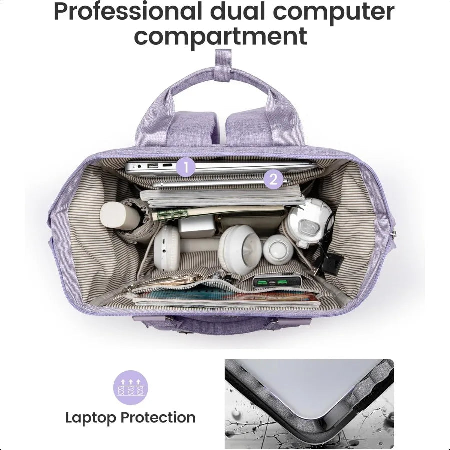 Laptop Backpack for Women 15.6 Inch Teacher Nurse Bag Work Travel Computer Backpacks Purse College Bookbag for School Water Res