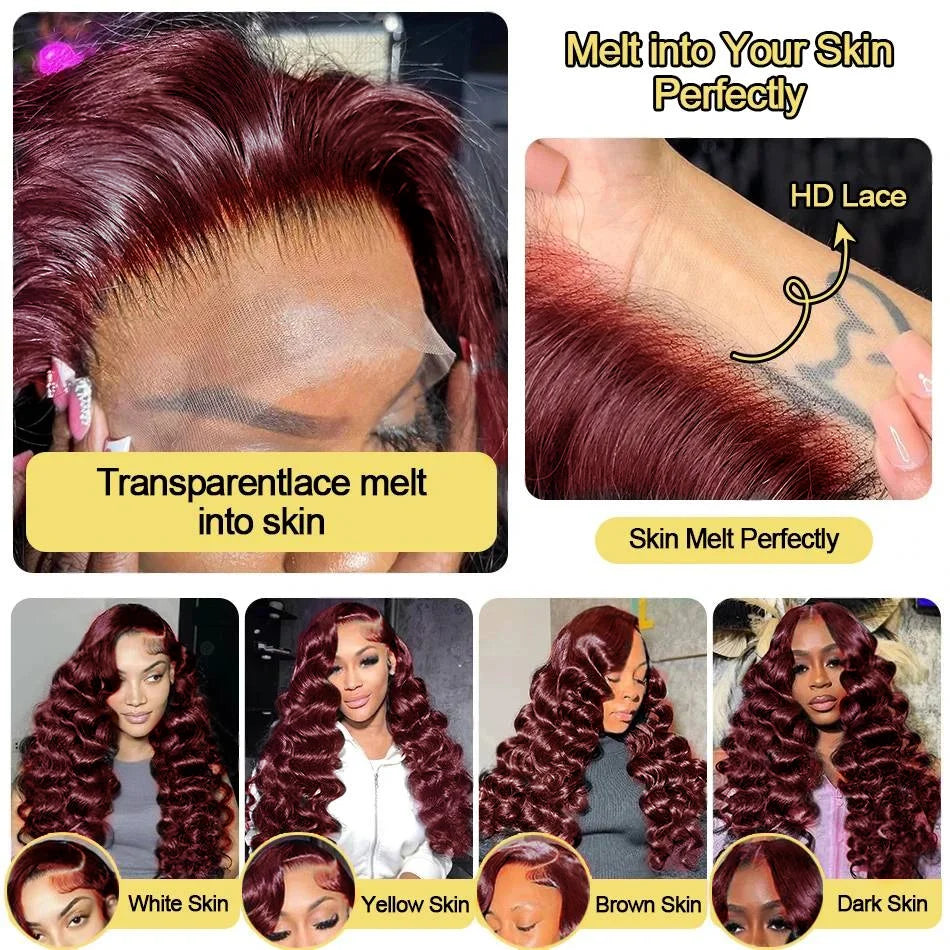 Loose Deep Wave Reddish Brown 13x6 Lace Front Wigs Human Hair Pre Plucked Brazilian Virgin Hair Glueless 13x4 HD Frontal Wig