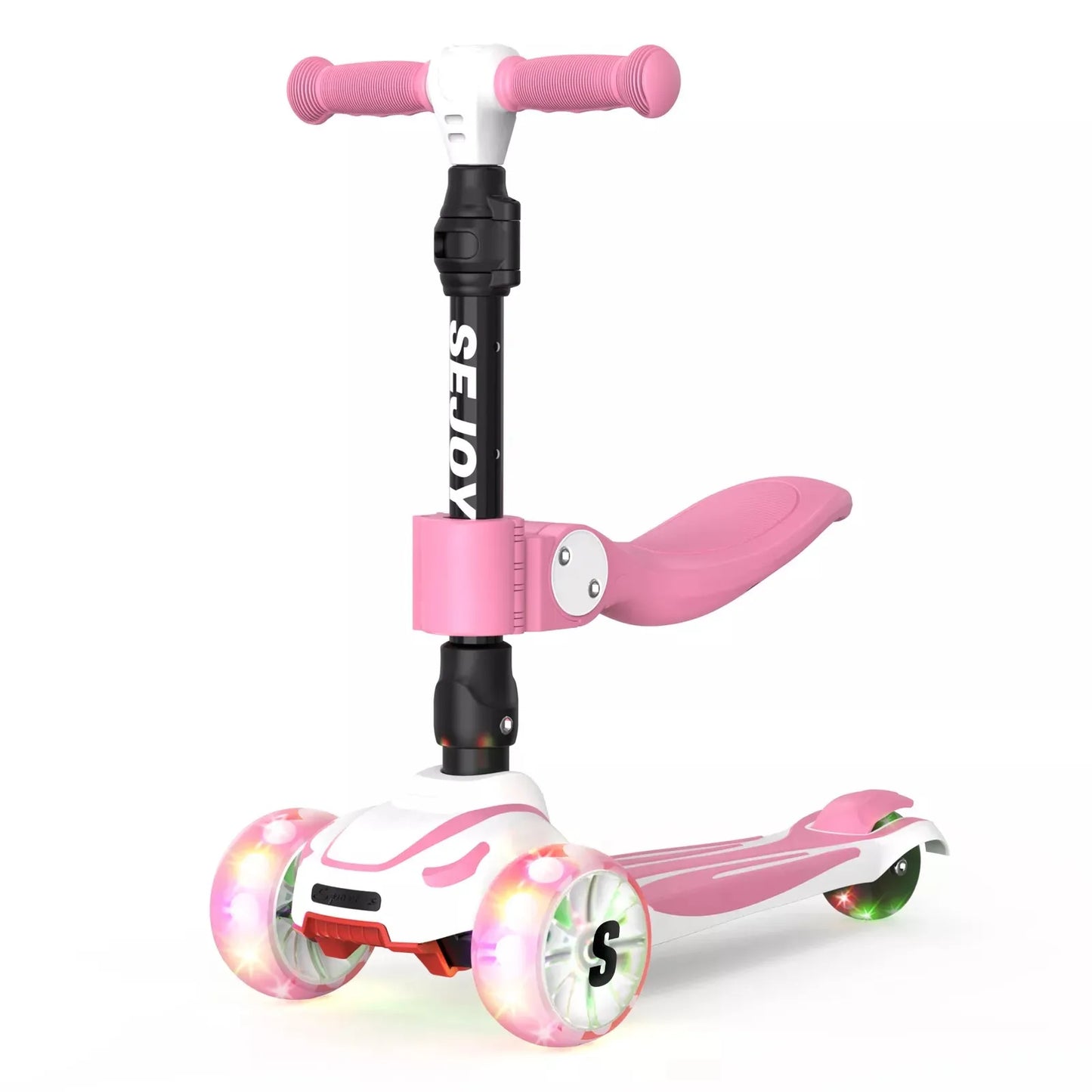 Sejoy Toddler Kick Scooter for Kids Childrens Foldable Seat Outside Bike Toy Scooter with Adjustable Height/Handlebars