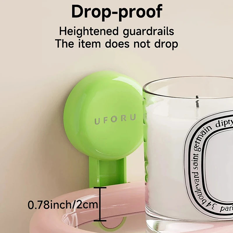 Suction Cup Oval Shelf Bathroom Perforation-free Wall-mounted Shower Gel Hand Sanitizer Dopamine Storage Shelf