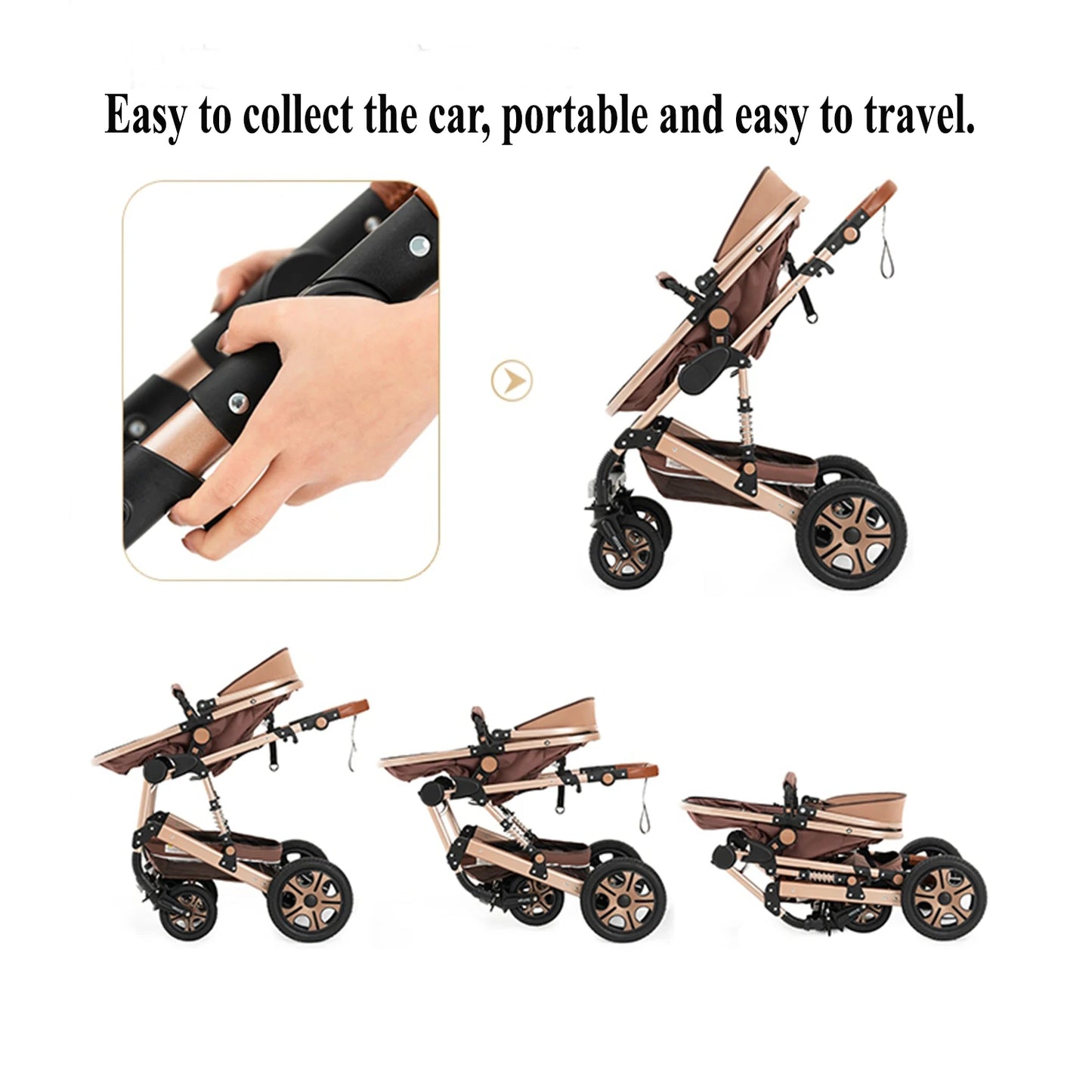 Baby Stroller Combo Car Seat,Baby Travel System with Isofix Base,Baby Carriage 3in1 Reversible Foldable Standard Stroller