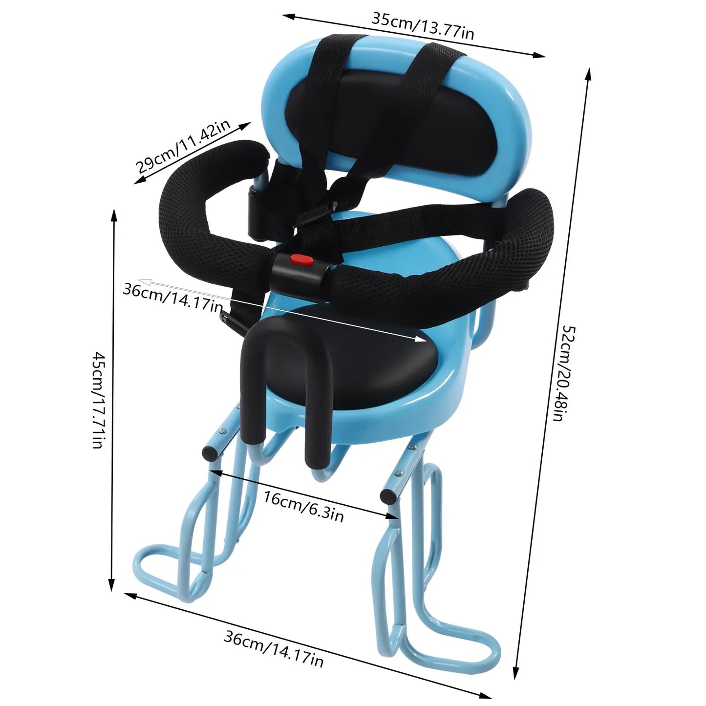 Bike Child Safety Seat Bicycle Child Safety Seat with Safety Fence ,Foot Pedal & Seat Belt, for Baby, Toddler, Child, Universal