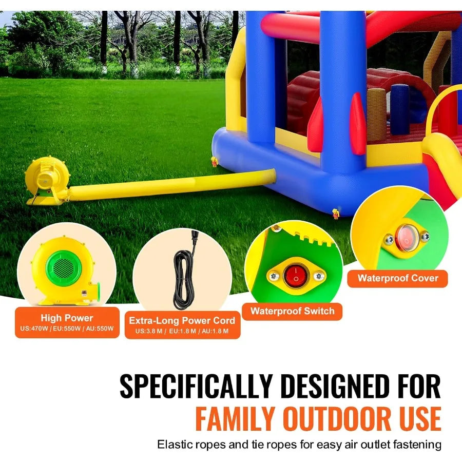 Outdoor Toys for Kids 5-12, Bounce House for Kids, Inflatable Nightclub Halloween Bounce House with Slide, Blower,160x94x96 inch