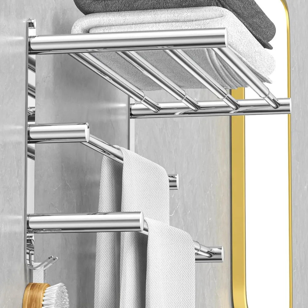 Towel Bar for Bathroom Wall Mount17-30.7inch Adhesive Shower Towel Rack Stainless Steel