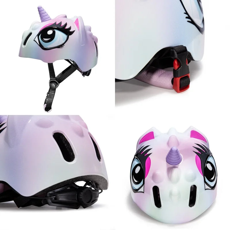 Children's Bicycle Helmet 3D Shockproof Design Breathable Liner Balance Bike Safety Helmet Unisex 48-52cm Fit Cycling Cap