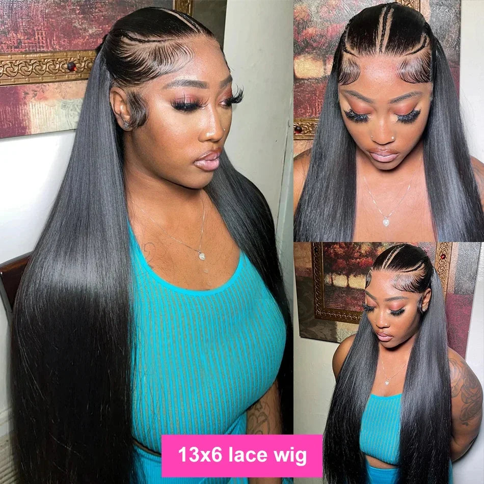 13x6 HD Lace Frontal Wig 100% Raw Human Hair Straight Lace Front Human Hair Wigs 250% Full Hair Transparent Lace Wigs on Sale