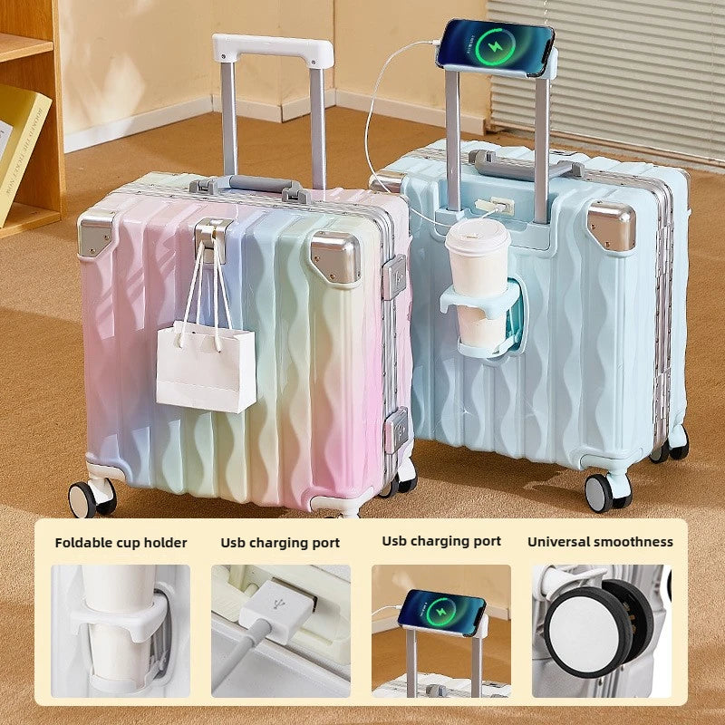 Luggage Sets Suitcase Women's Boarding Trolley Case Small and Lightweight 18-inch Quality Travel Password