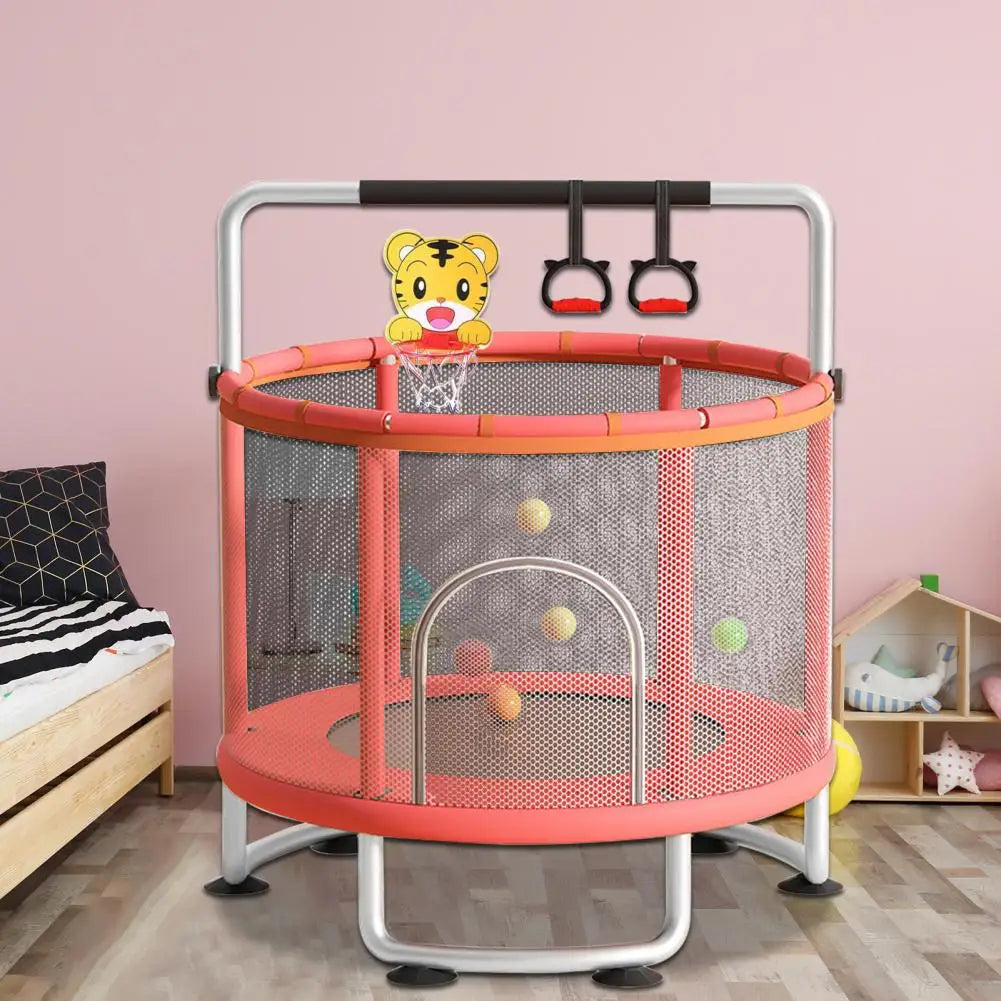 1Set Kids Trampoline Adjustable Baby Toddler Trampoline with Ocean Balls 440lbs 3-8 Years Toddler Trampoline with Enclosure Net