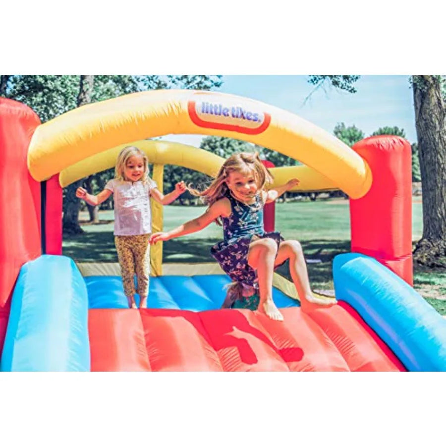 Jump 'n Slide Inflatable Bouncer Includes Heavy Duty Blower With GFCI Stakes Repair Patches And Storage Bag for Ages 38 Years