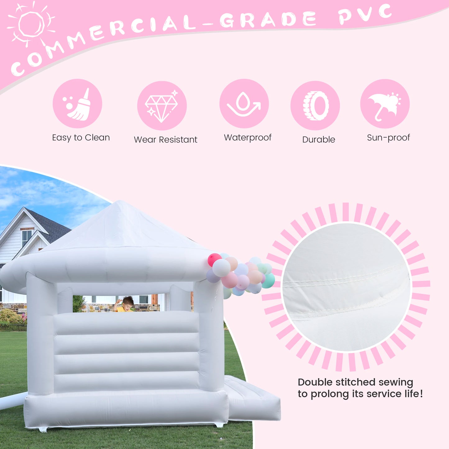 14ft Commercial white inflatable trampoline castle children's toys children's playground Holiday Birthday Party