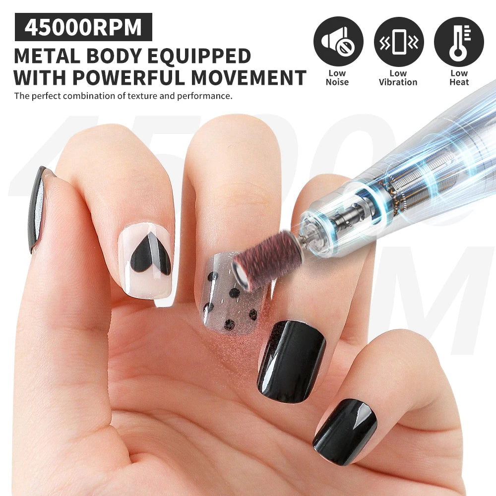 Electric Nail Drill File Professional for Acrylic Gel Dip Powder Nail Portable Machine Kit for Manicure Pedicure Tools Polishing