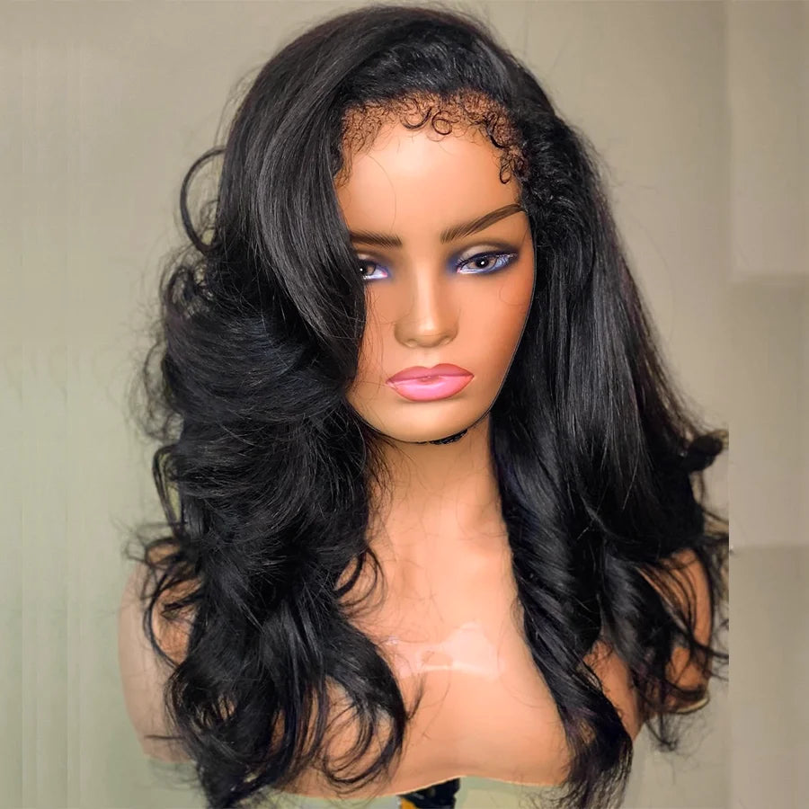 4C Edges Curly Baby Hair Wig Body Wave 13x6 HD Lace Frontal Wig Loose Wave Lace Front Human Hair Wigs 250% Full Hair Lace Wigs